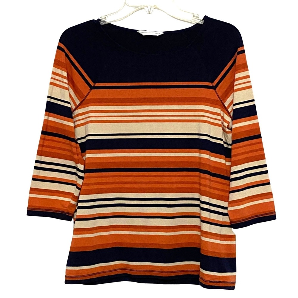 Christopher & Banks Striped Pullover Sweater Top Women M Classic Preppy Academia